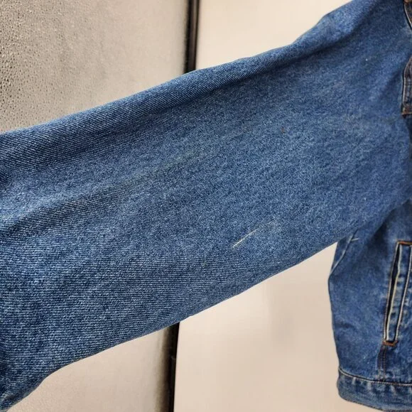 Vintage Looney Tunes Tasmanian Devil Mean and Rough Patch Jean Jacket Large - Picture 10 of 16